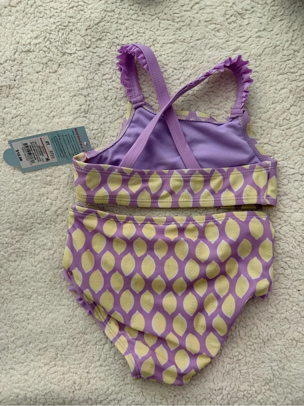 Cat & Jack Purple and Yellow Patterned Two-Piece Swim Set